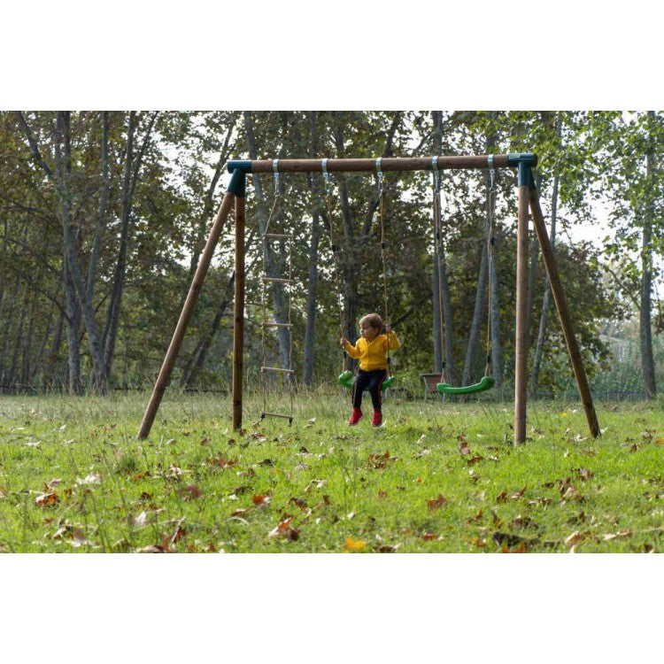 Columpio Doble De Madera Redonda Masgames Kibo Xl Deluxe.