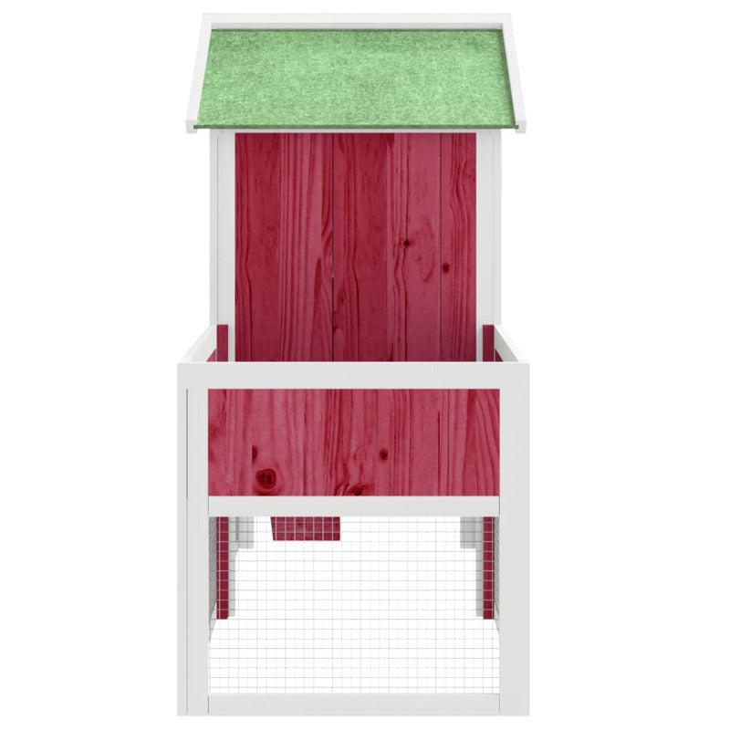 Vidaxl Conejera De Madera Maciza De Pino Roja 170x63x113 Cm_5