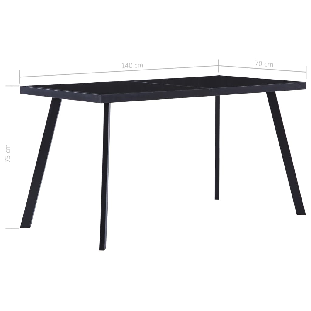Mesa De Comedor De Vidrio Templado Negro 140x70x75 Cm_3