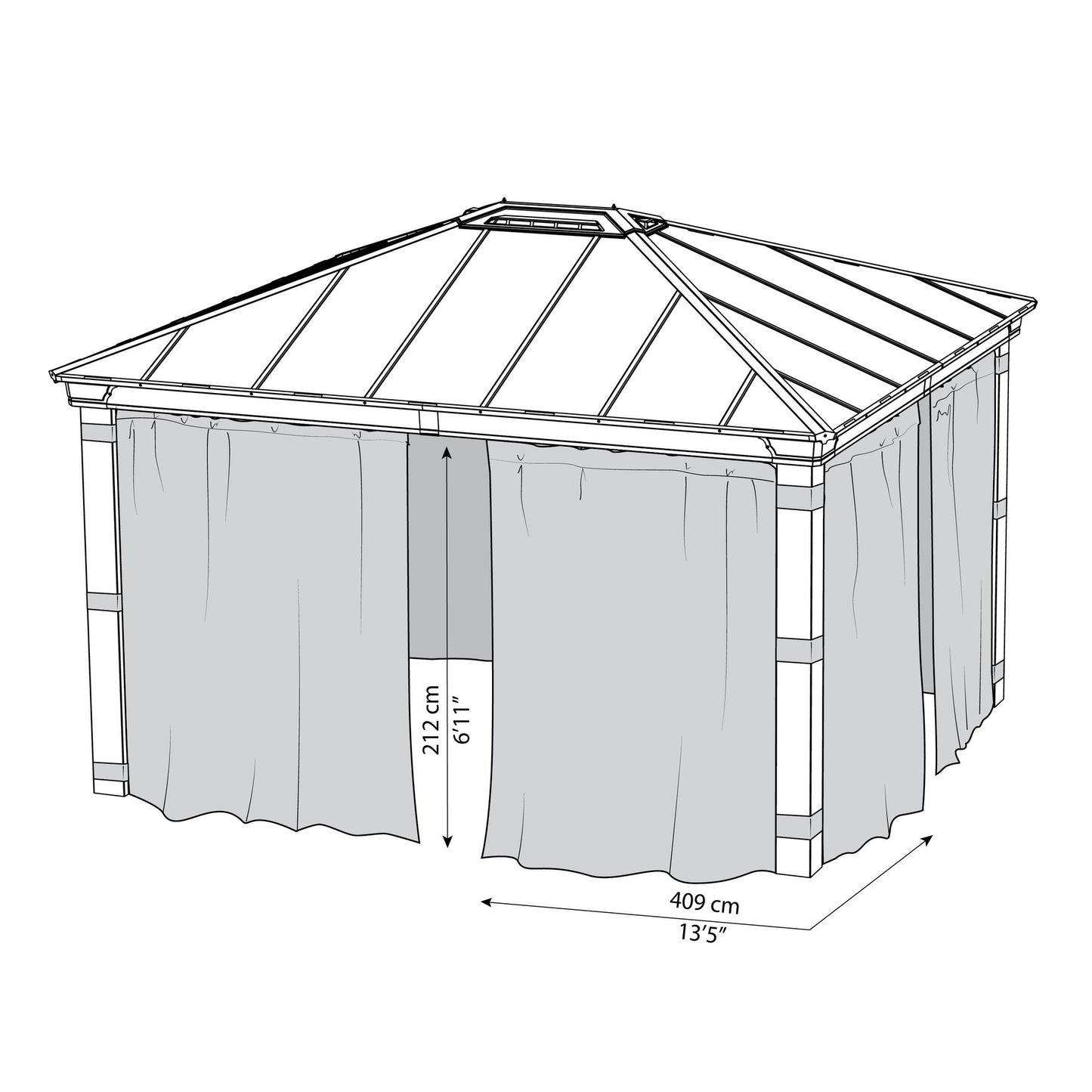 Set Cortinas para gazebo cenador Dallas 360x422 cm