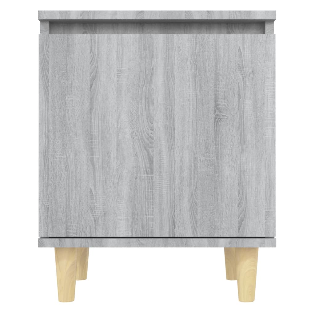 Mesita De Noche Patas De Madera Maciza Gris Sonoma 40x30x50 Cm_4