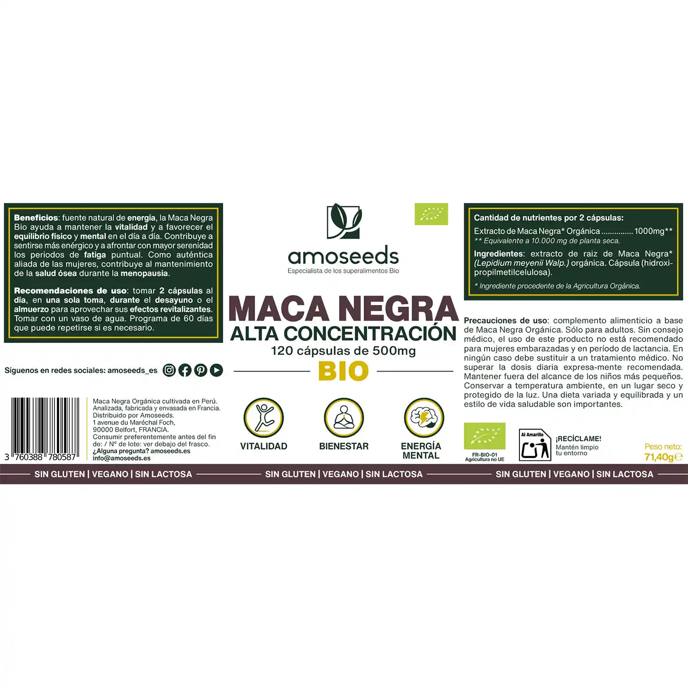 Maca Negra Bio, Alta Concentración | 120 Cápsulas_4