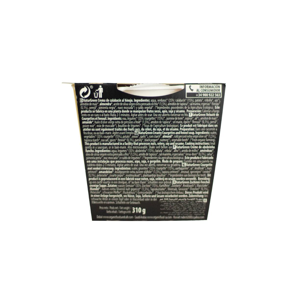 Crema de Calabacín e Hinojo Naturgreen, 310 gr