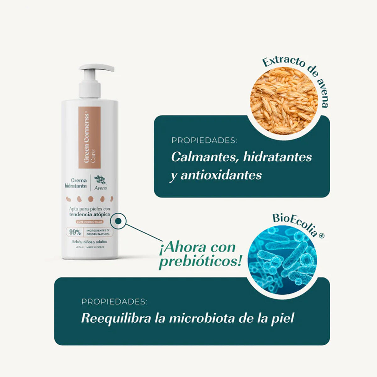 Crema Hidratante de Avena Green Cornerss Care 280 ml