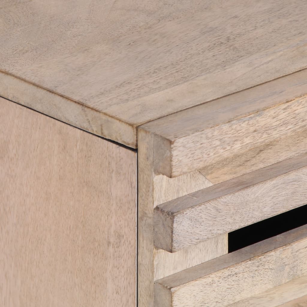 Mesita De Noche Madera Maciza De Mango Blanca 50x34x60 Cm_4