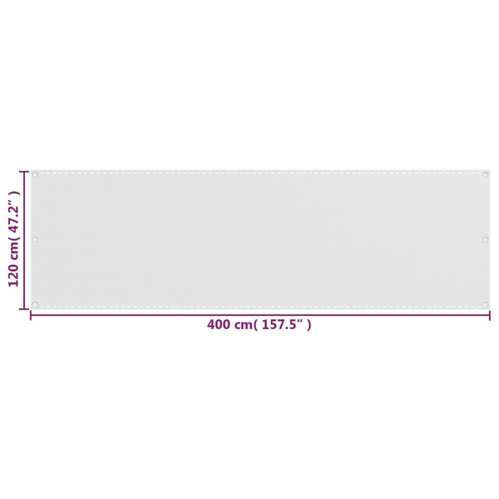 Vidaxl Toldo Para Balcón Hdpe Blanco 120x400 Cm_4