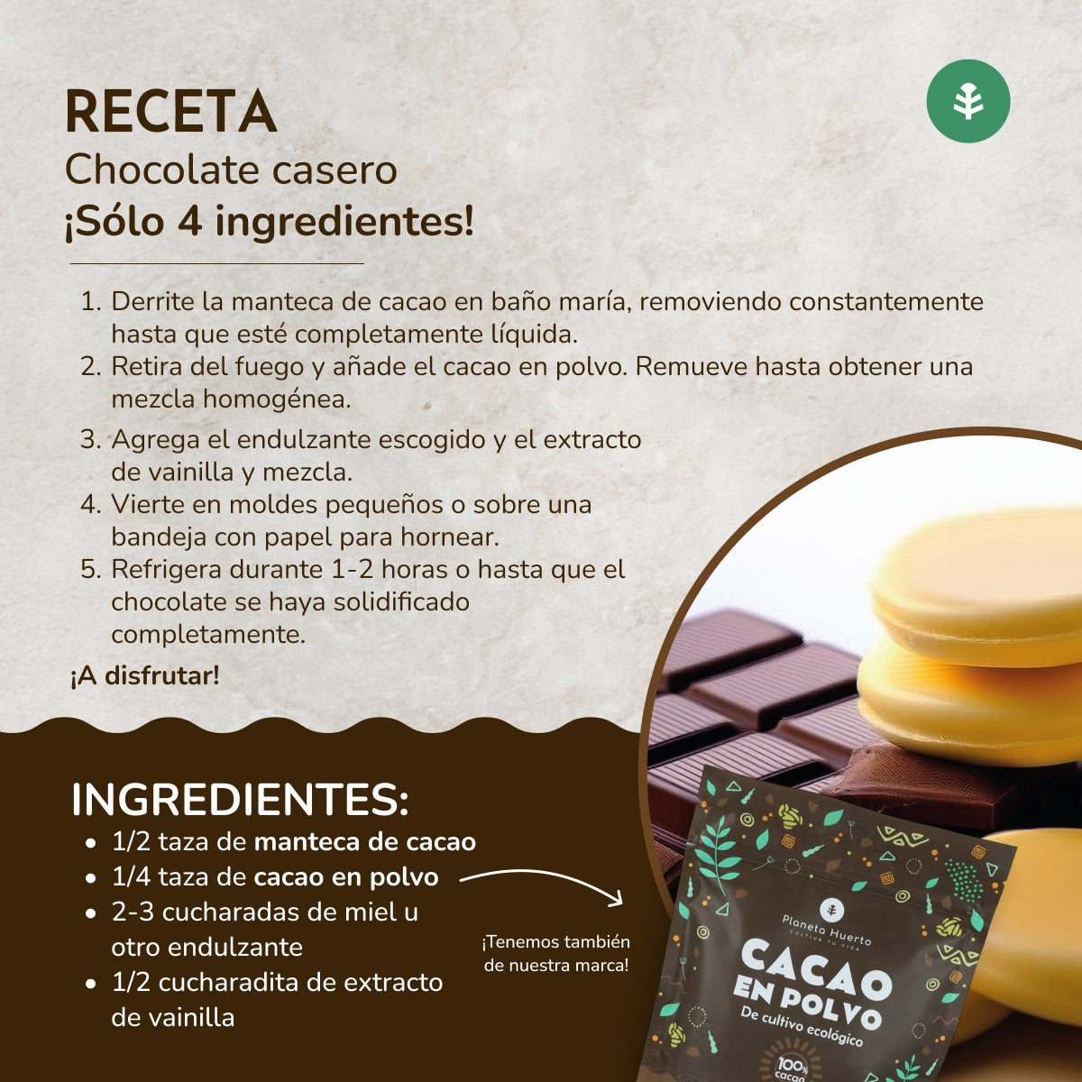 Manteca de cacao en obleas ECO Planeta Huerto 250 g