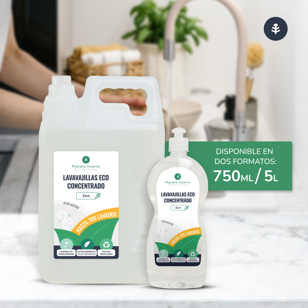 Lavavajillas manual hipoalergénico sin perfume ECO Planeta Huerto 750 ml