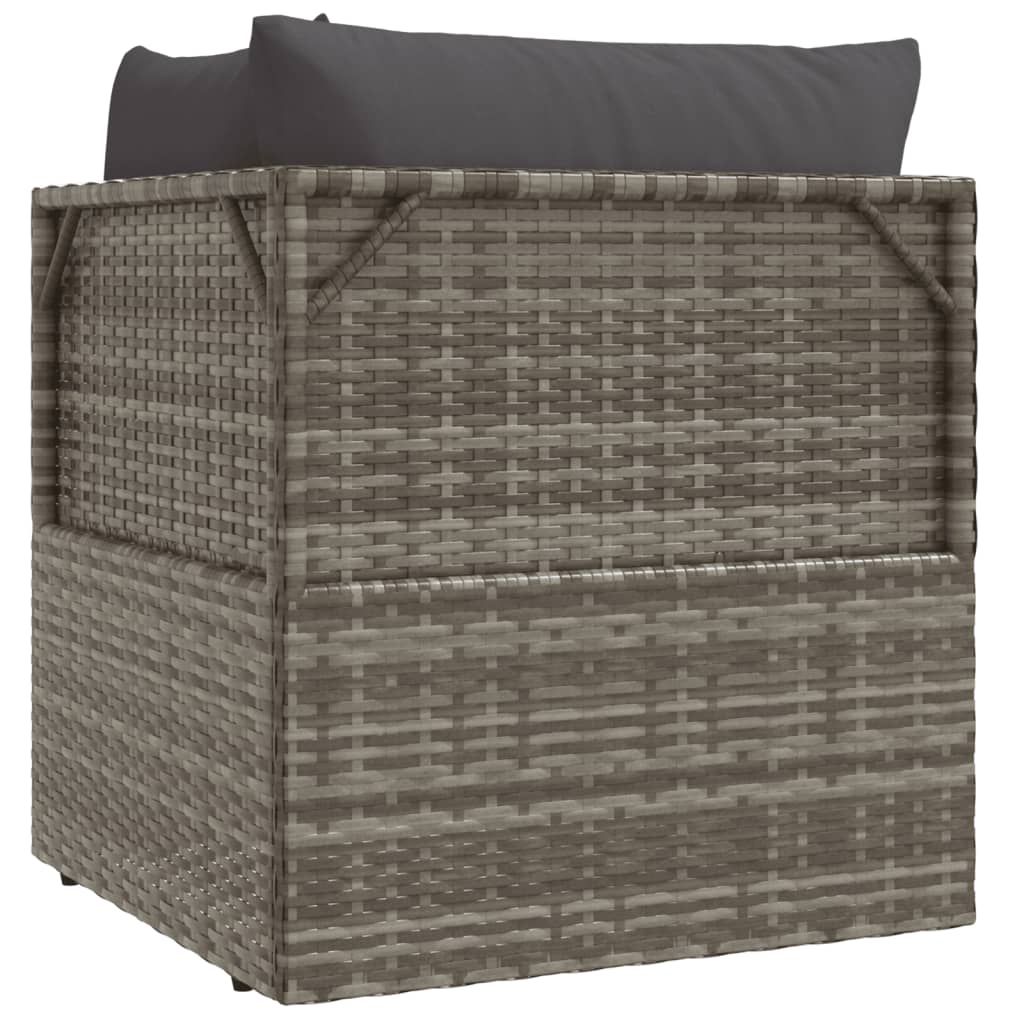 Vidaxl Sofá De Esquina De Jardín Con Cojín Ratán Pe Gris 57x57x56 Cm_5