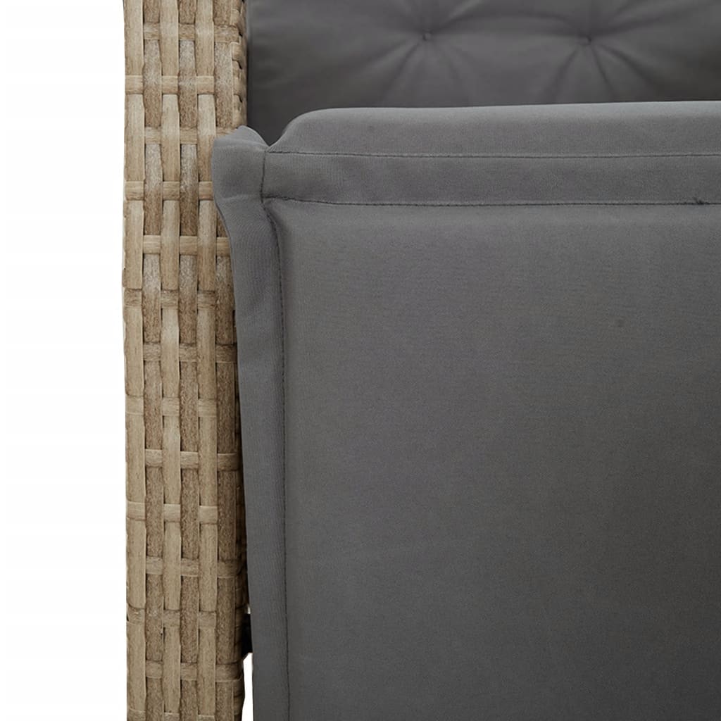 Set Comedor De Jardín 9 Pzas Con Cojines Ratán Sintético Beige / Vetonek_5