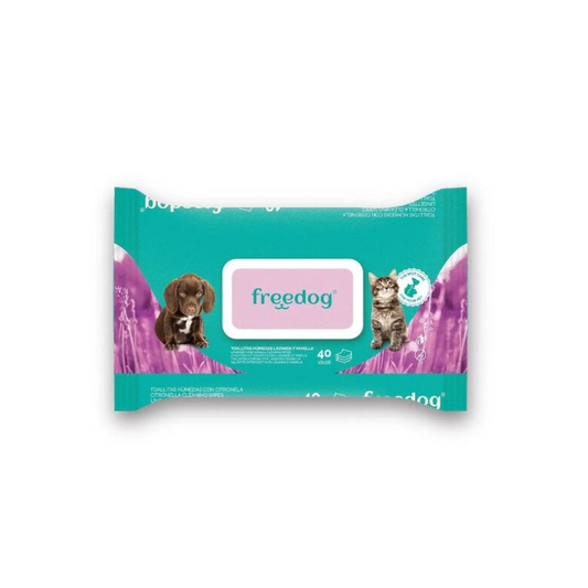 Toallitas húmedas Lavanda y Vainilla perros y gatos Freedog 40 uds