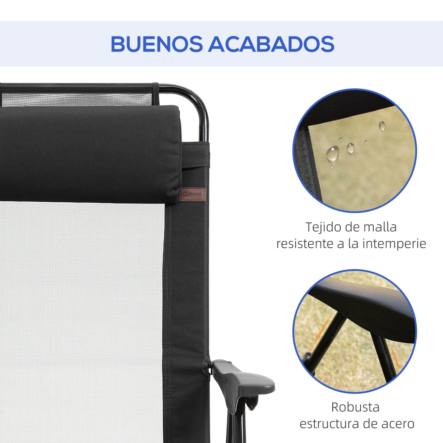 Outsunny Conjunto De 2 Sillas De Camping Plegables 62x70x109 Cm Negro_5