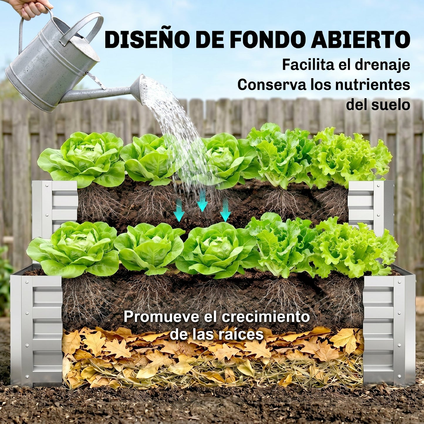 Outsunny Huerto Urbano De 2 Niveles Diseño De Escalera 120x101x58 Cm Plateado_5