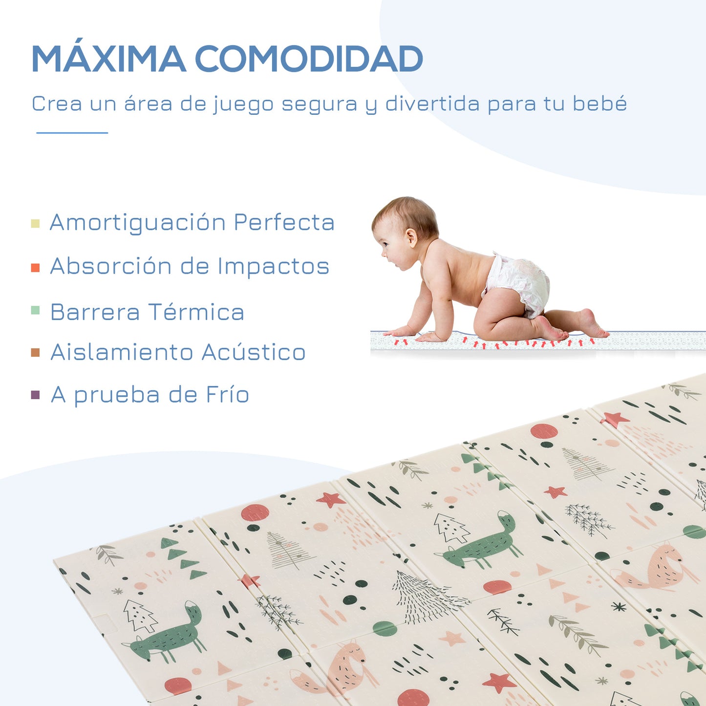 Homcom Alfombra Infantil Plegable Reversible Acolchado 2 Caras Impermeable_5