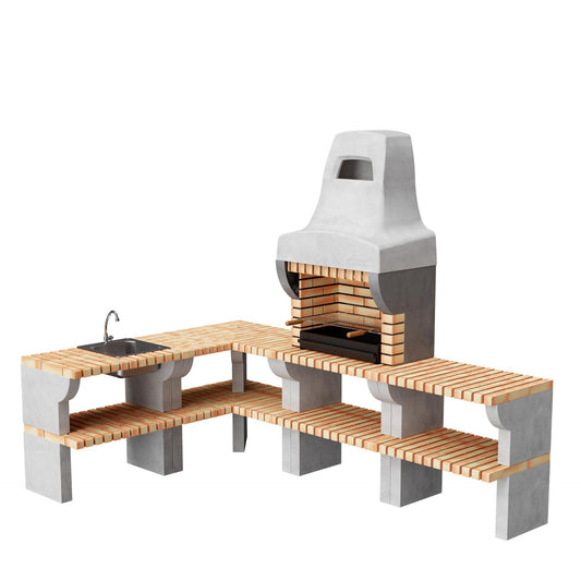 Cocina de exterior esquina Bailén Plus con Barbacoa y fregadero Movelar