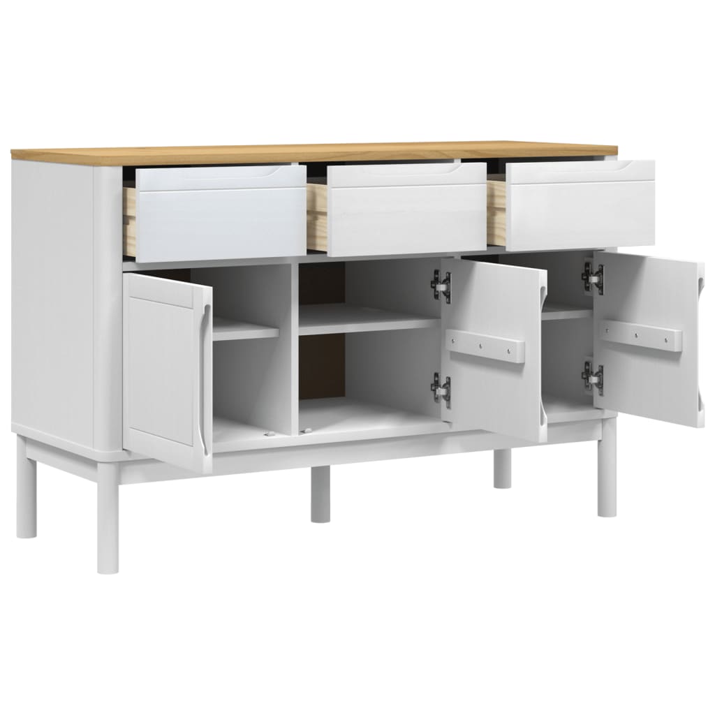 Aparador Floro Madera Maciza De Pino Blanco 114x43x74 Cm / Vetonek_5