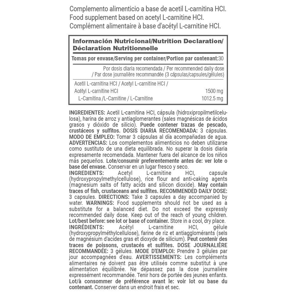 Acetil L-carnitina 1500 Mg - 90 Cápsulas Vegetales - Ayuda A Adelgazar - Masmusculo_5