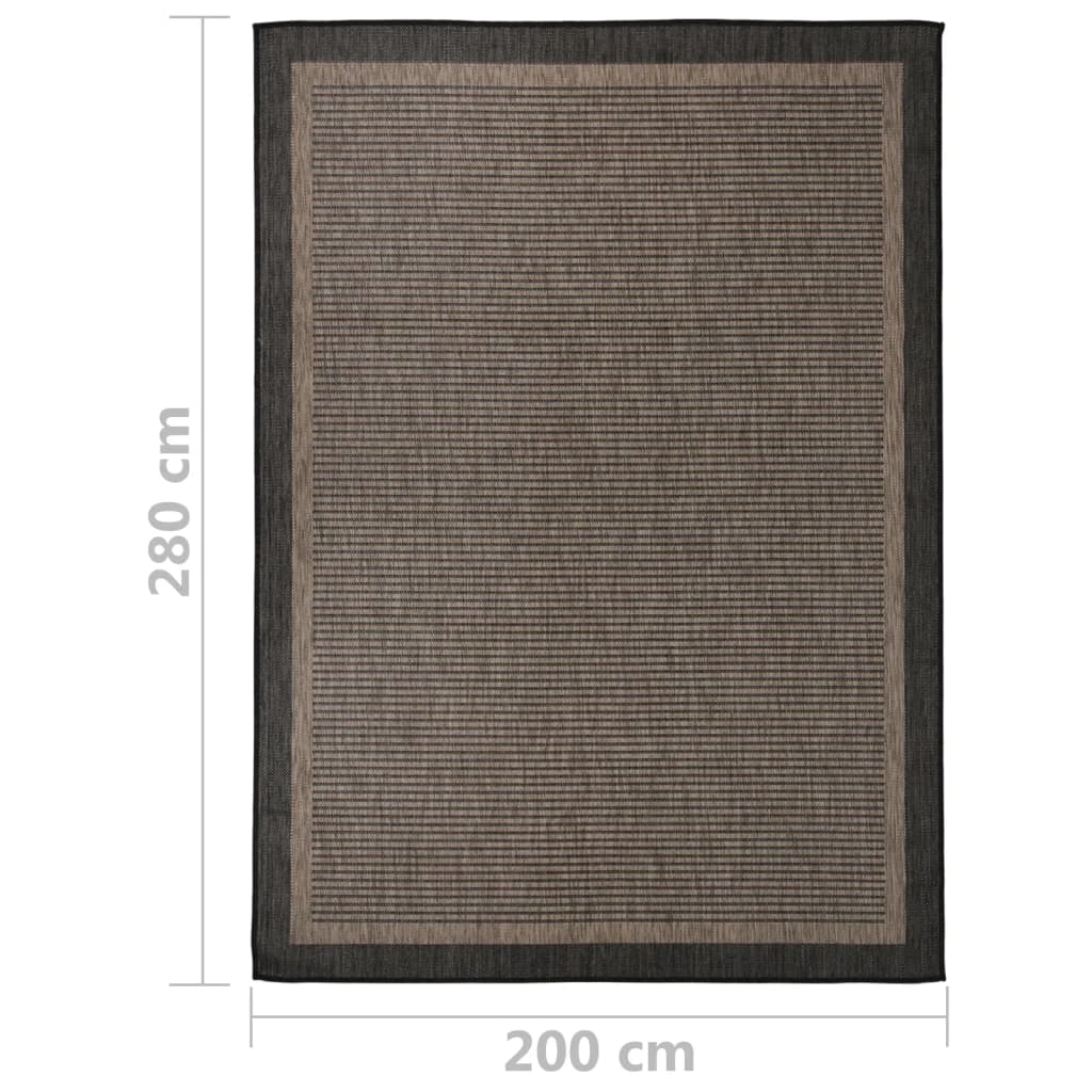 Alfombra De Exterior De Tejido Plano Marrón Oscuro 200x280 Cm_5
