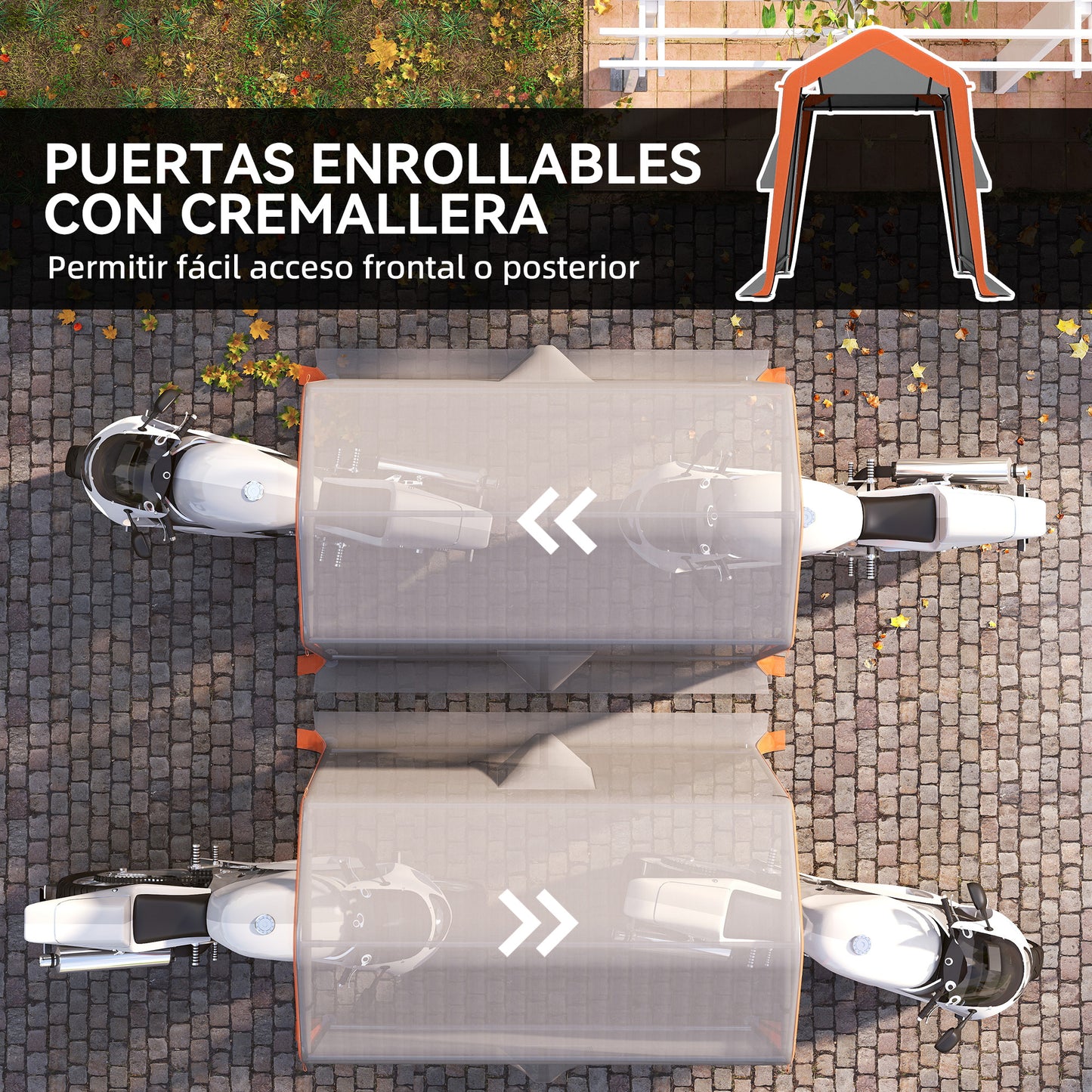 Outsunny Carpa Garaje Portátil 2,4x1,8 M Para Coche Con Puerta Y Ventana Gris_5