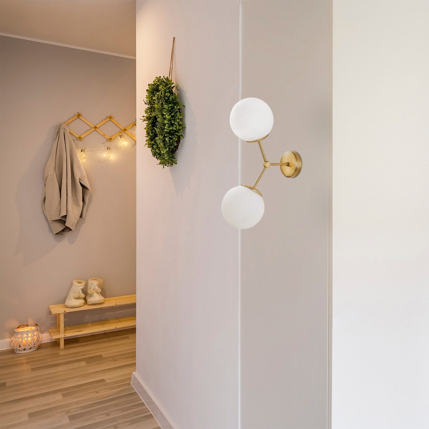 Aplique De Pared, Metal , Amarillo
blanco, 28x15x44, Casquillo 2 X E 27 Max 40 W_5