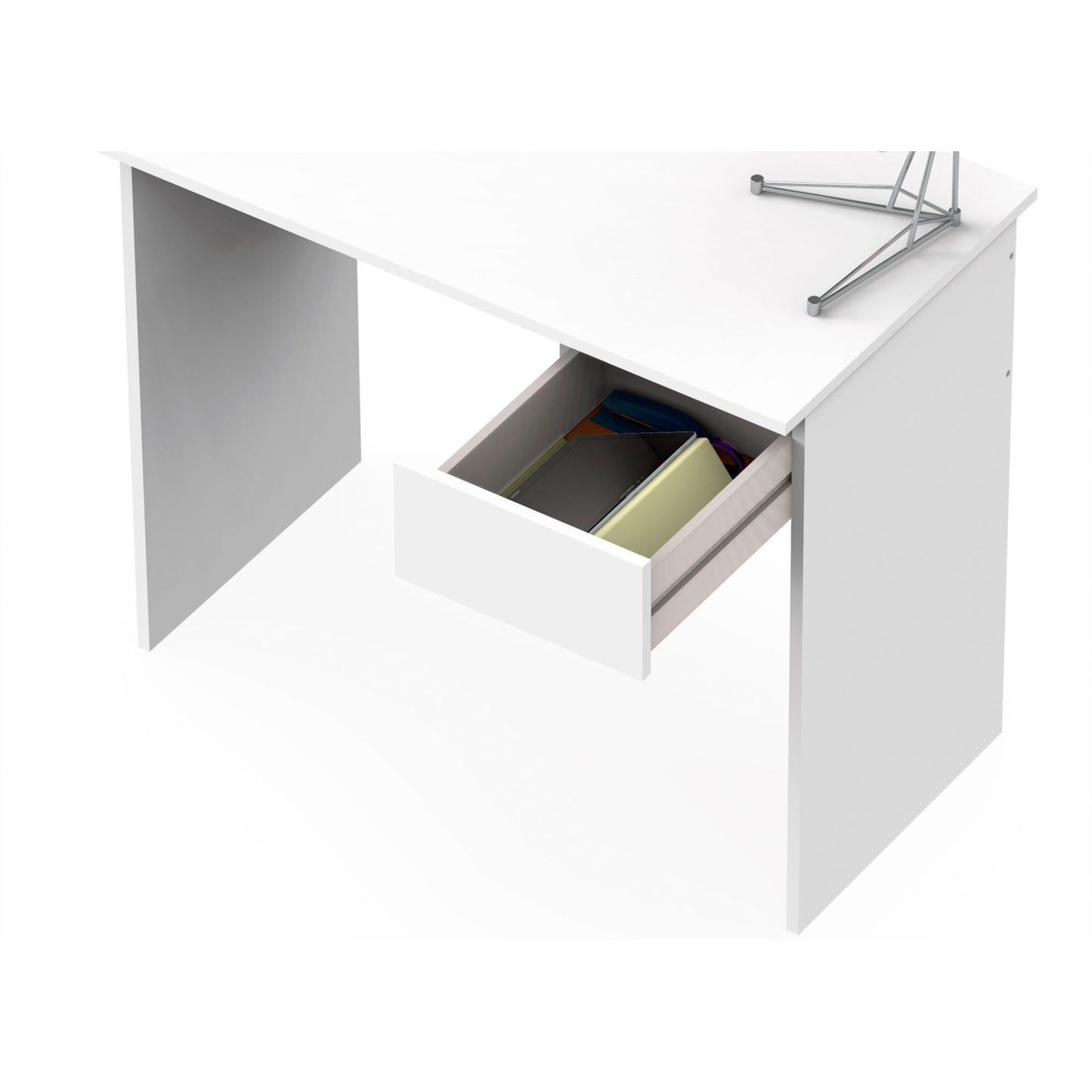 Escritorio, Mesa De Ordenador 75x90x50cm, 1 Cajón, Oficina, Habitación Juvenil, Desk, Briebe, Nova, Blanco