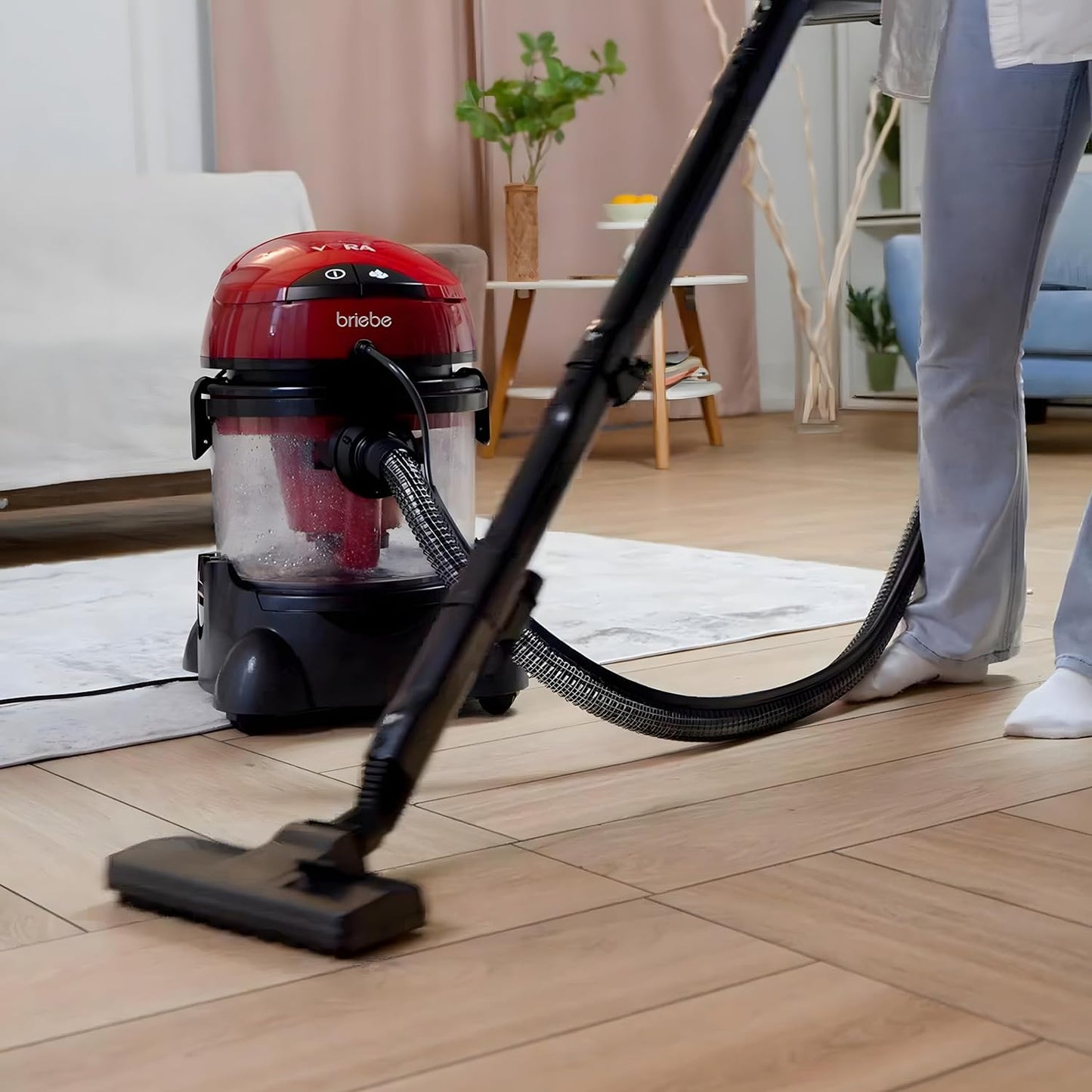 Lava-aspiradora Limpiador De Tapicería Coche, Limpiador Manchas Mascotas, Moquetas, Aspirador, Briebe, Vira, Negro/rojo