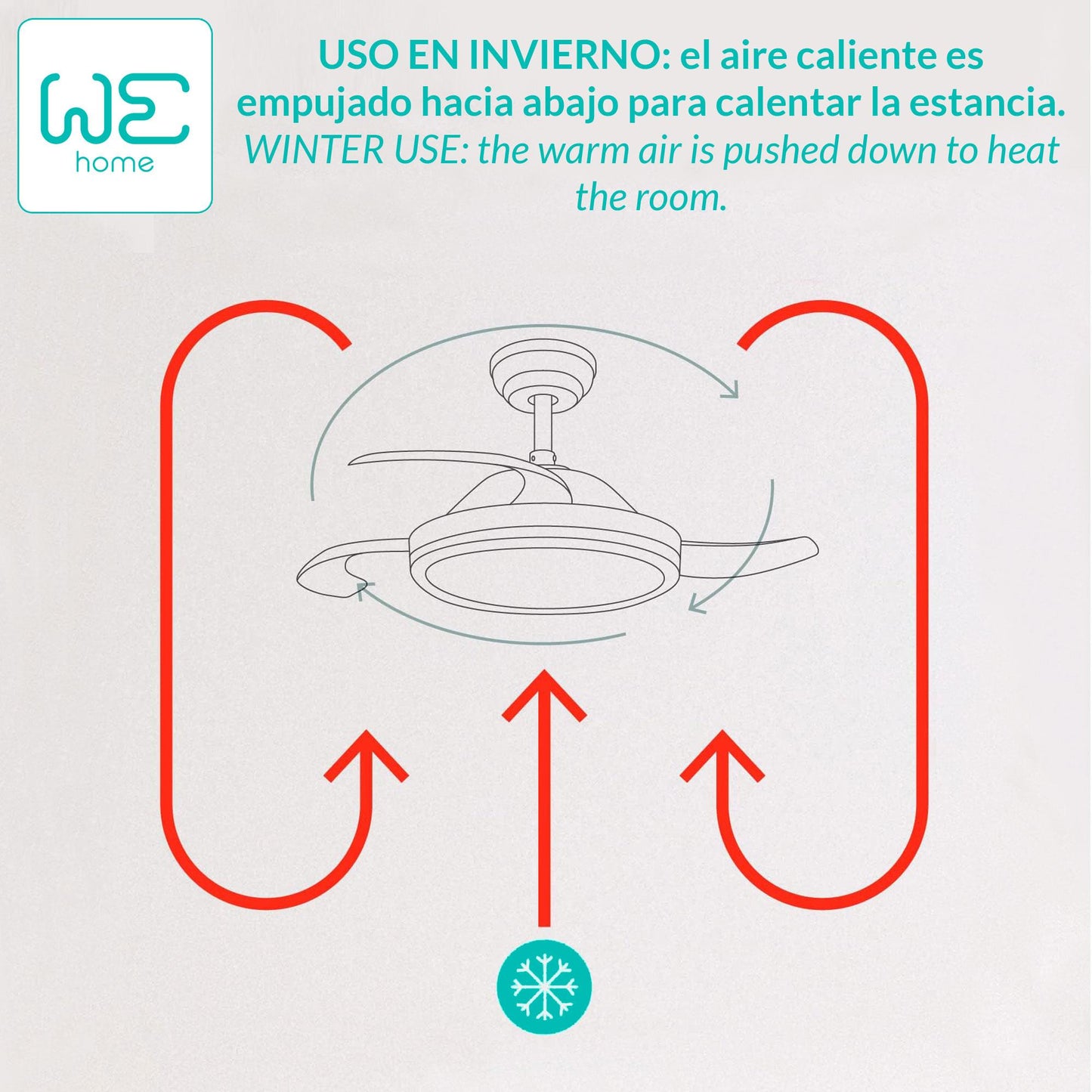 Ventilador Techo LED Ø53x30cm, Silencioso, 6 Velocidades, Luz 3 Tonos, Aspas Retráctiles_3