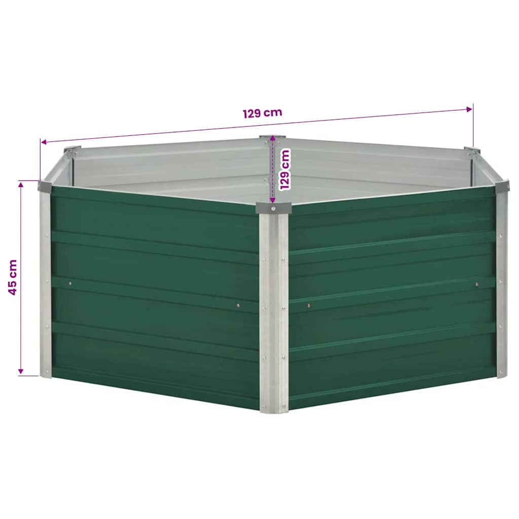 Arriate Elevado De Acero Galvanizado Verde 129x129x45 Cm_5
