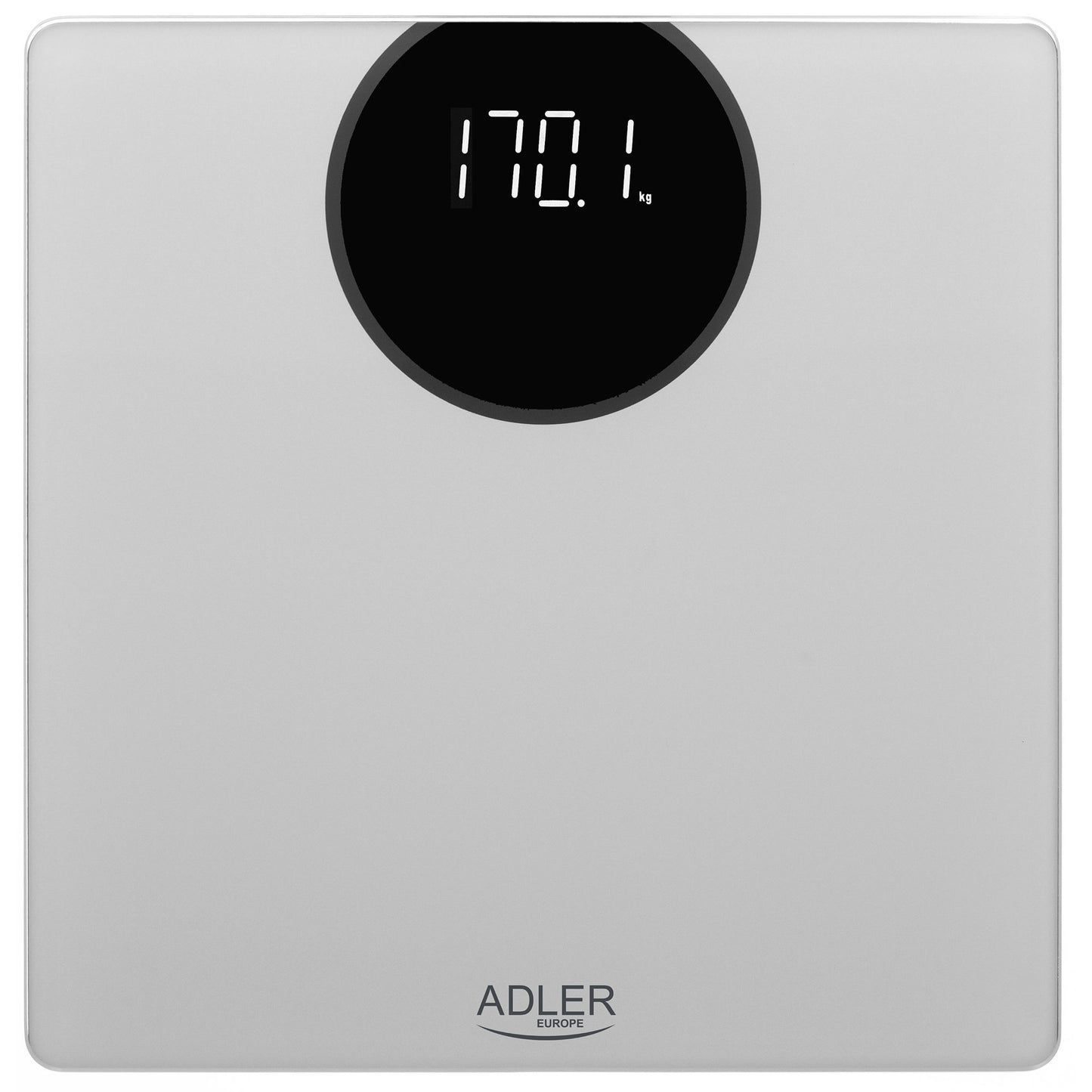 Báscula De Baño Digital Alta Precisión 180kg, Pantalla Led Apagado Automático, Vidrio Templado Adler Ad8175 Plata