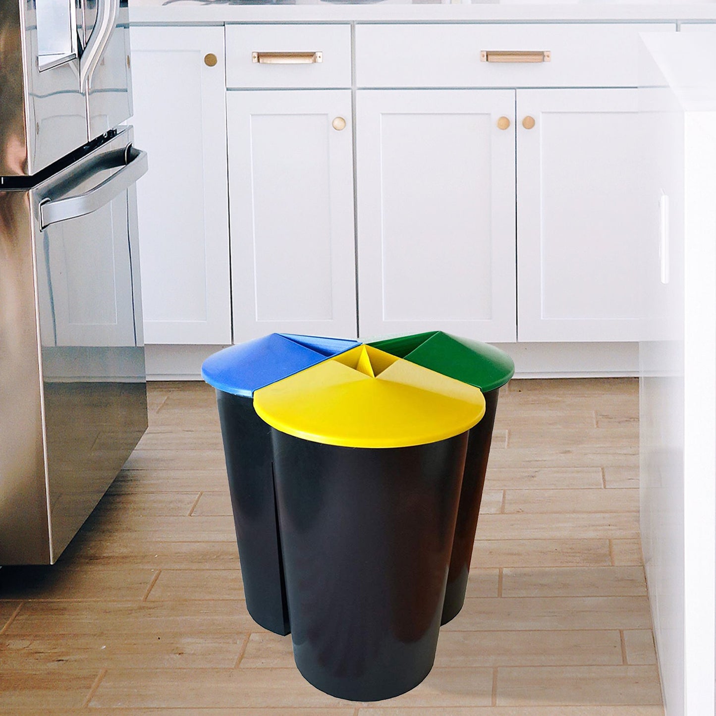 Cubo De Basura 40 Litros En 3 Compartimentos Color Negro 20 X 12 X 12 Cm En Plástico_5