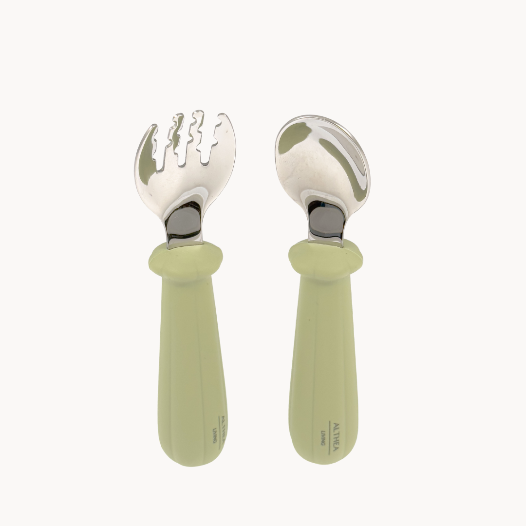 Juego De Tenedor Y Cuchara - Verde Oliva.
