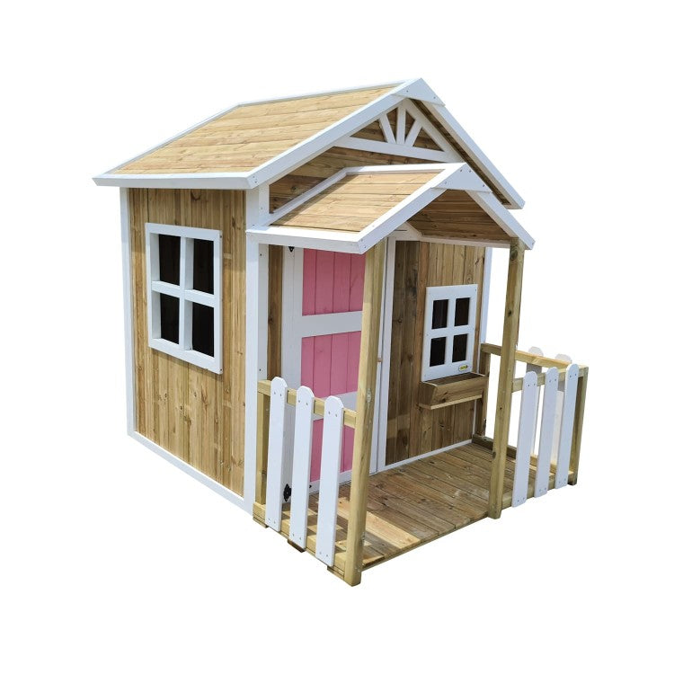 Casita Infantil De Madera Por Paneles Masgames Olden Rosa.