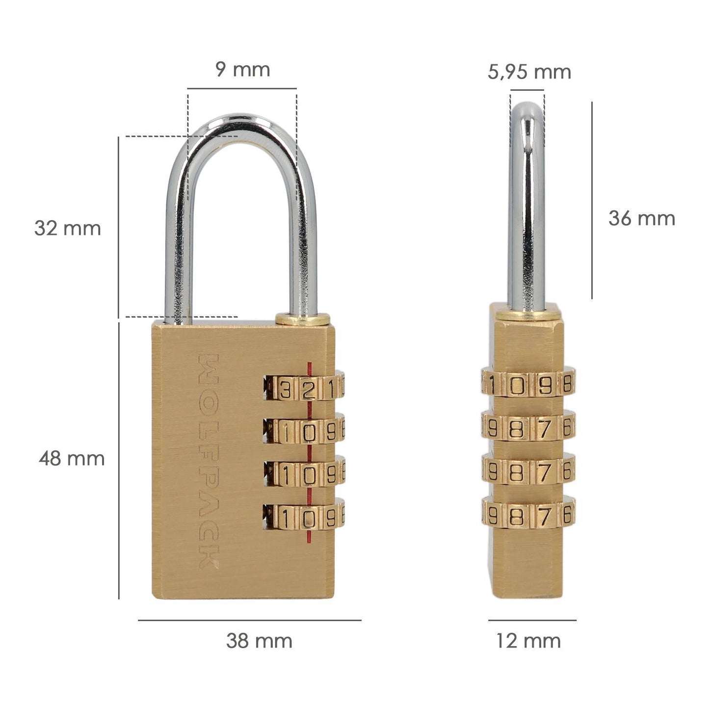 Candado Combinación Laton 28 Mm. 4 Dígitos
