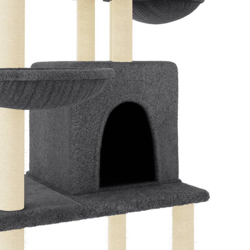 Vidaxl Rascador Para Gatos Con Postes De Sisal Gris Oscuro 180 Cm_5