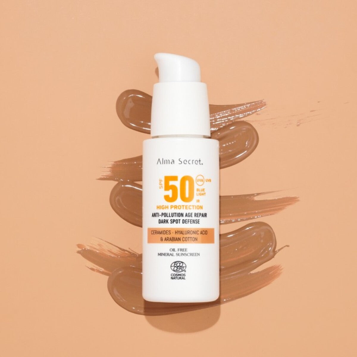 Solar Facial Golden SPF 50 con ceramidas, antimanchas y Oil-Free, Alma secret, 50 ml