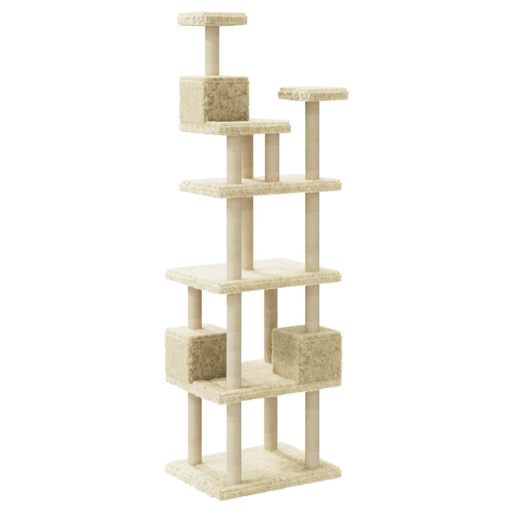 Rascador Para Gatos Con Postes De Sisal Crema 188 Cm_5