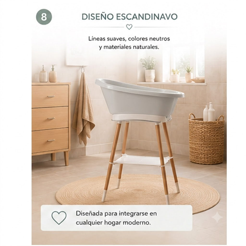 Bebe-jou Set Sense Bañera Led Gris + Soporte Sense + Hamaca Baño + Tubo Desagüe_5