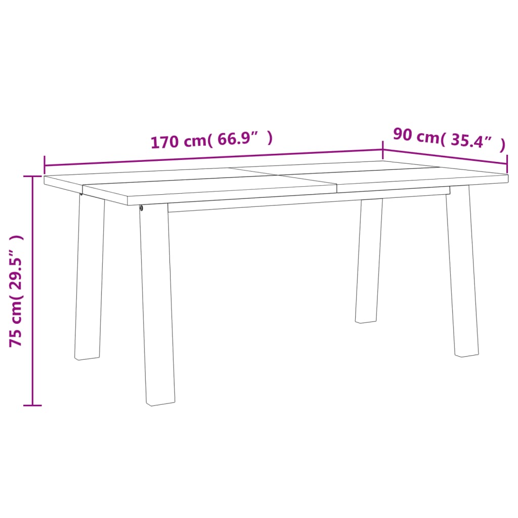 Mesa De Comedor De Madera Maciza De Acacia 170x90 Cm_4