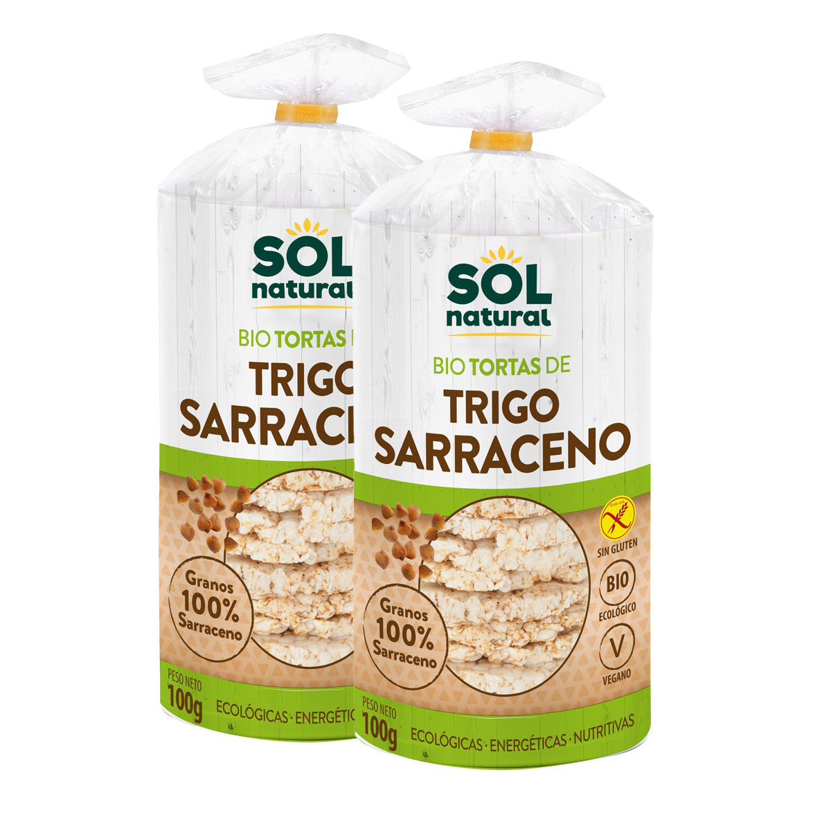 Pack 2x Tortitas de trigo sarraceno bio sin gluten Sol Natural 100 g