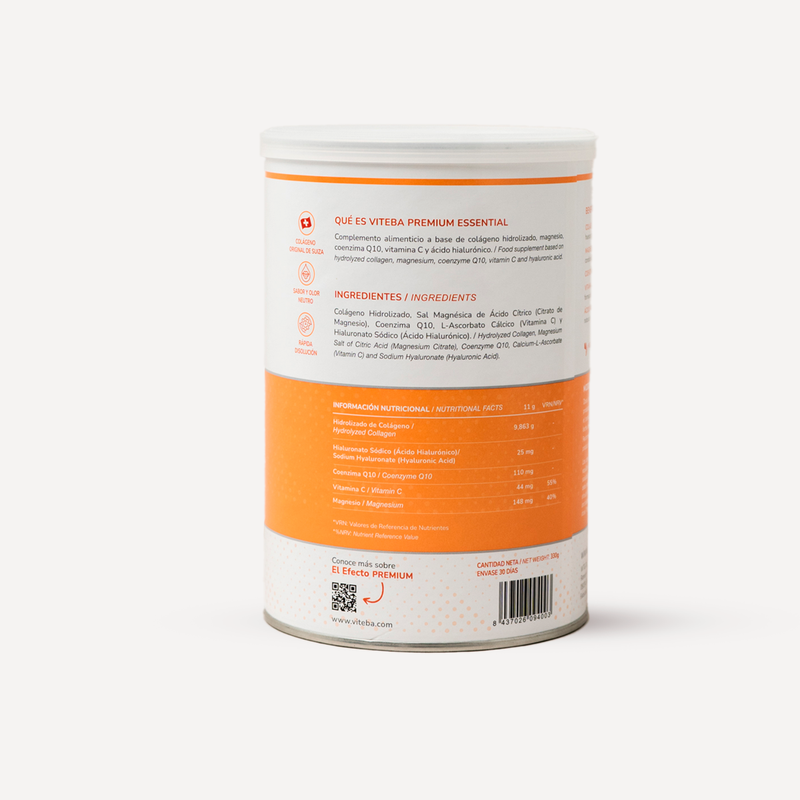 Viteba Colágeno Hidrolizado Essential en polvo 330 g + Ácido Hialurónico + Coencima Q10 + Magnesio │ SIN sabor NI olor