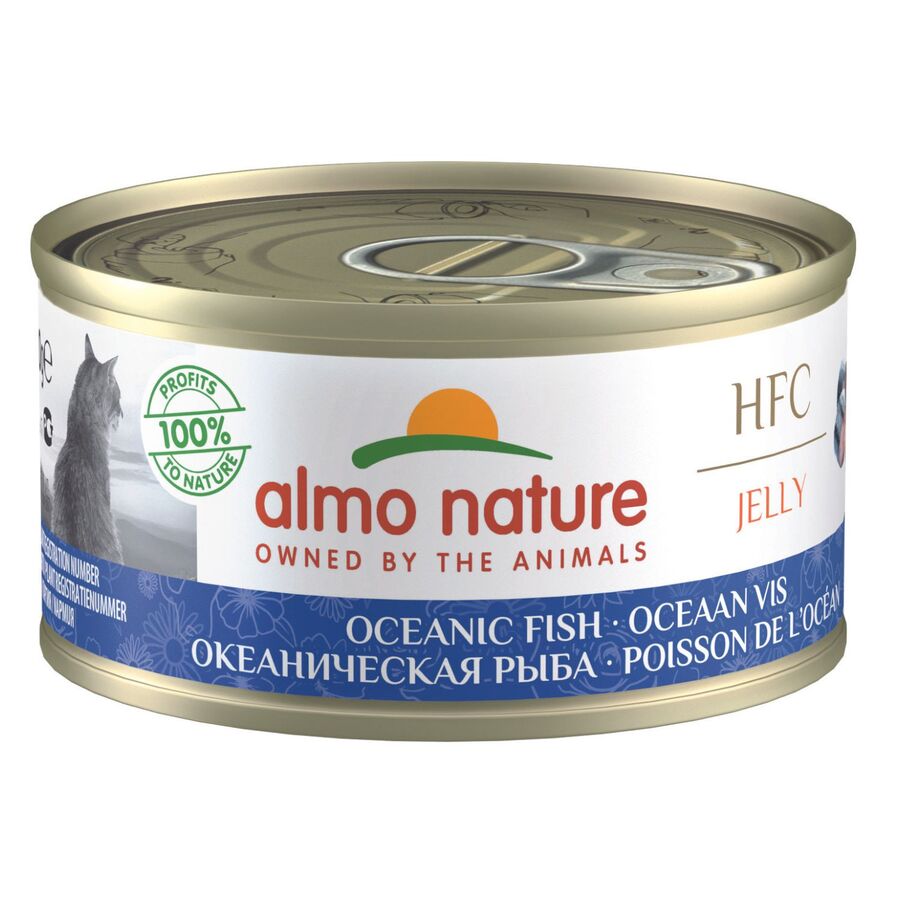 24x70gr Lata De Comida Húmeda Almo Para Gato Hfc De Ocean Fish En Gelatina_0