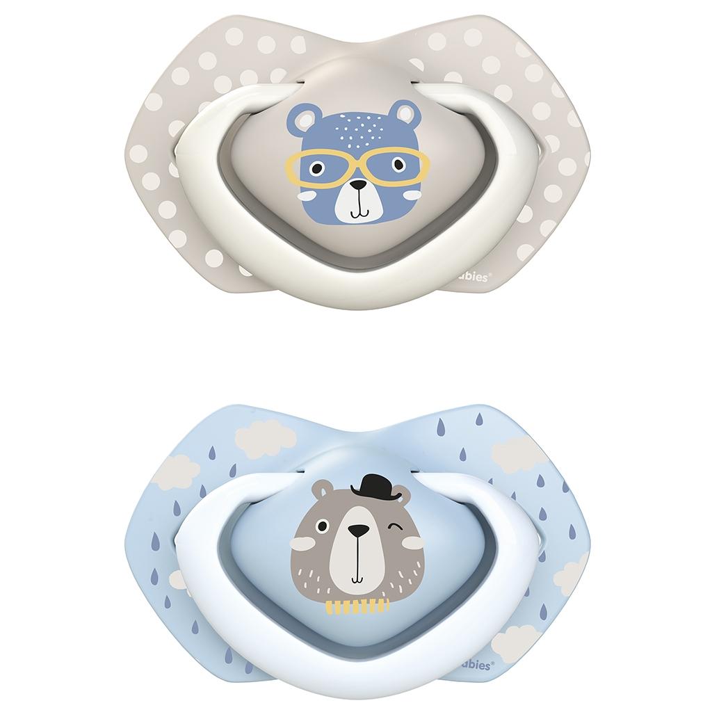 Pack chupetes silicona Bonjour Paris azul Canpol Babies (2 ud.) 6-18 meses