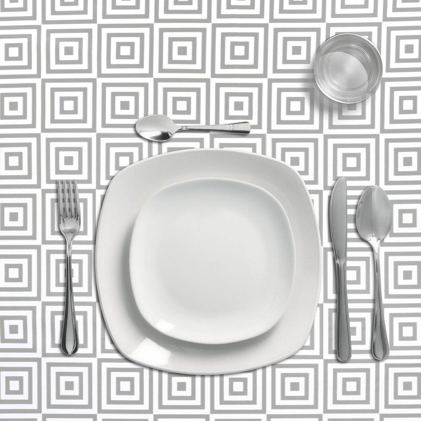 Mantel Hule Rectangular Rombos Grises Impermeable Antimanchas Pvc 140x250 Cm. Recortable Uso Interior Y Exterior