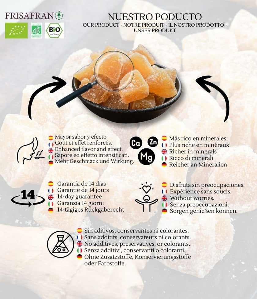 Jengibre En Dados Con Azúcar Eco | Calidad | Frisafran 200 G_5