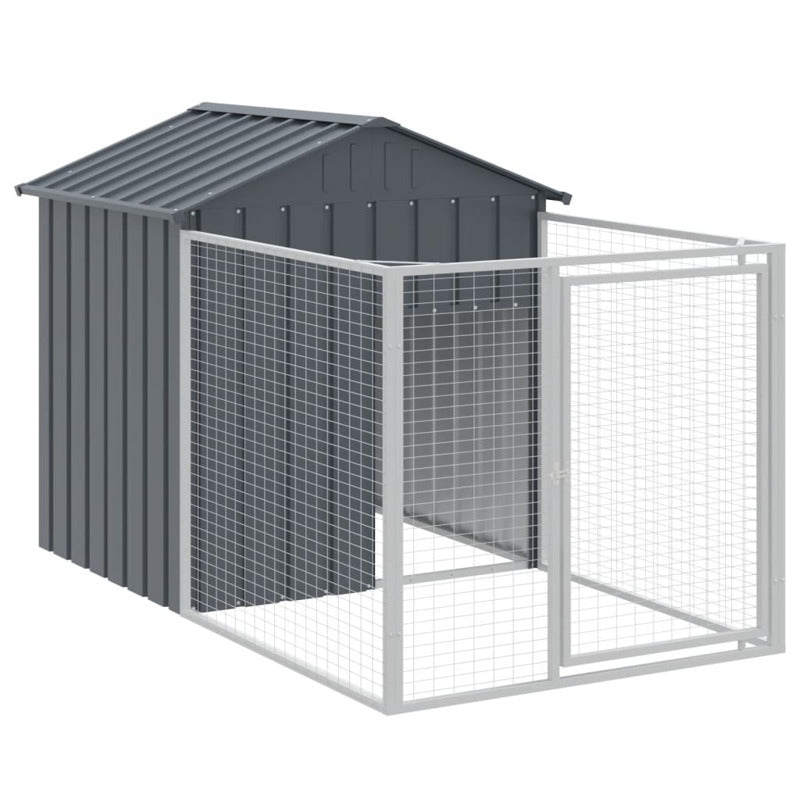 Vidaxl Caseta Perros Con Tejado Acero Galvanizado Gris 117x1221x123 Cm_5