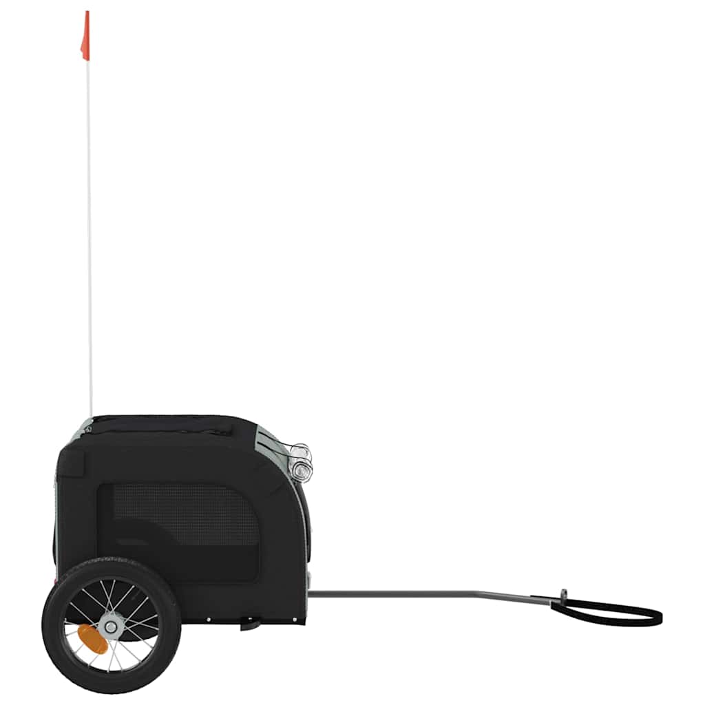 Remolque De Bicicleta Mascotas Hierro Tela Oxford Gris Negro_5