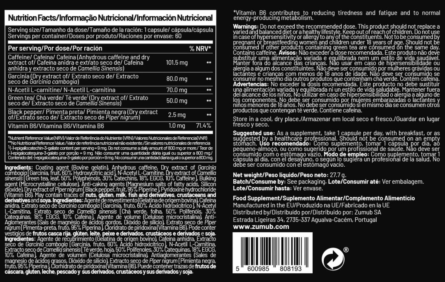 Zumub Fat Burner 60 Capsules