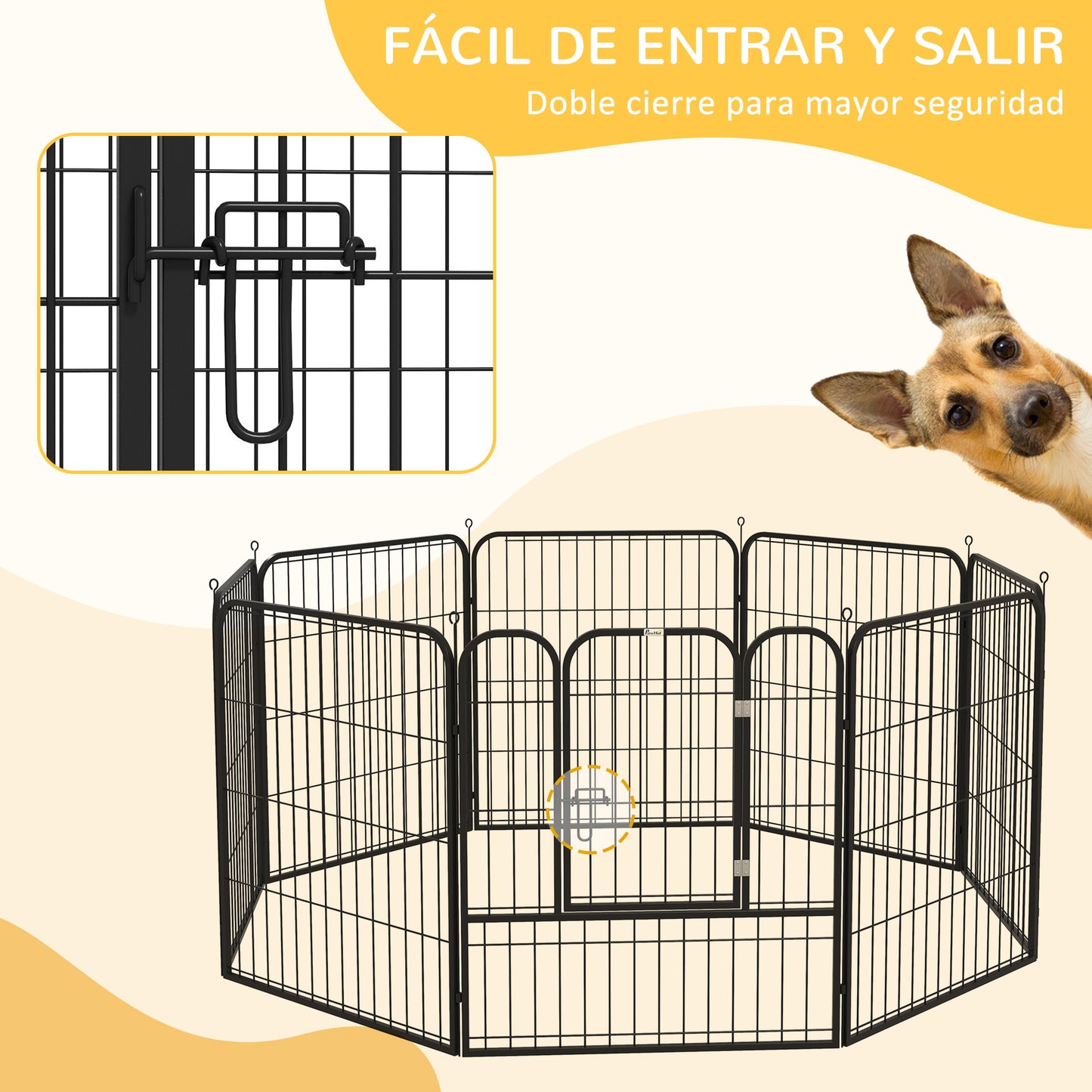 Pawhut Parque Para Mascotas 8 Vallas 80x80 Cm Corral Plegable Puerta Y Doble_5