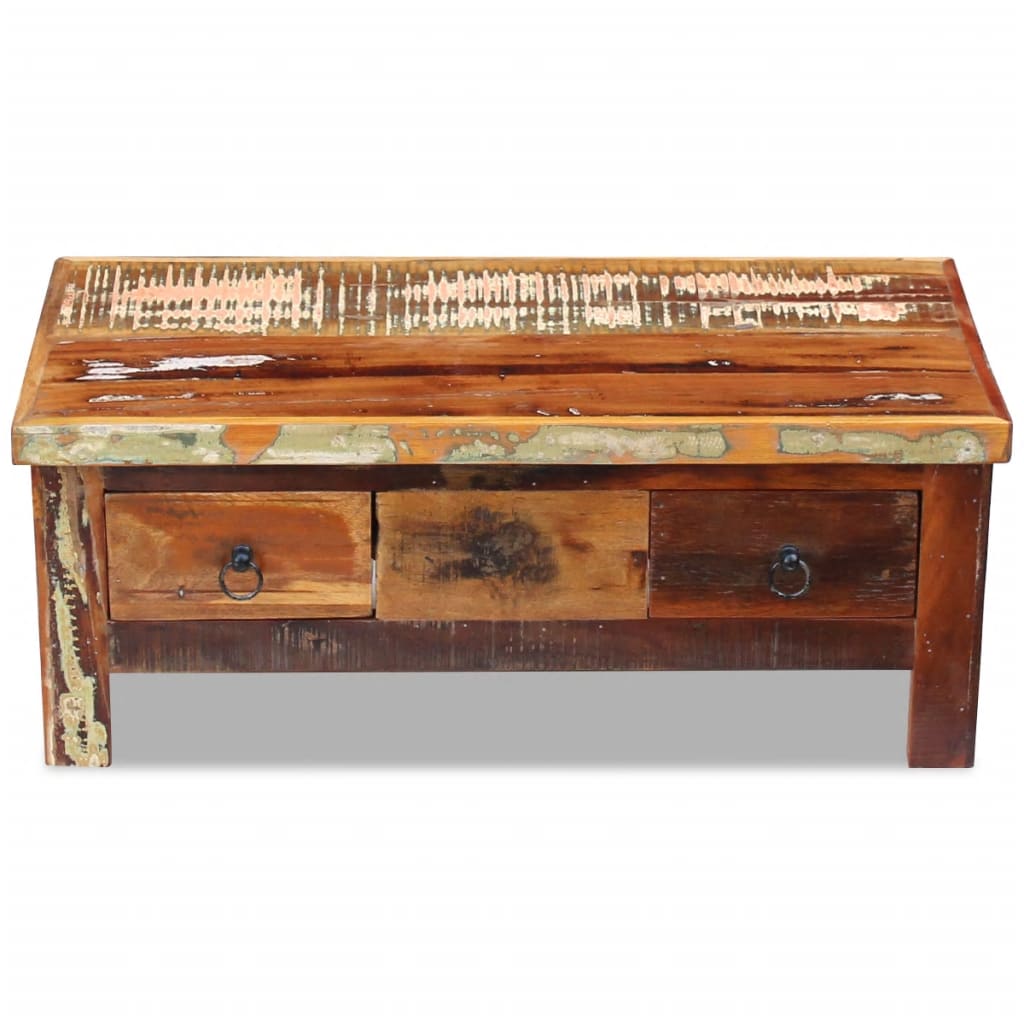 Mesa De Centro Con Cajones Madera Maciza Reciclada 90x45x35 Cm_4