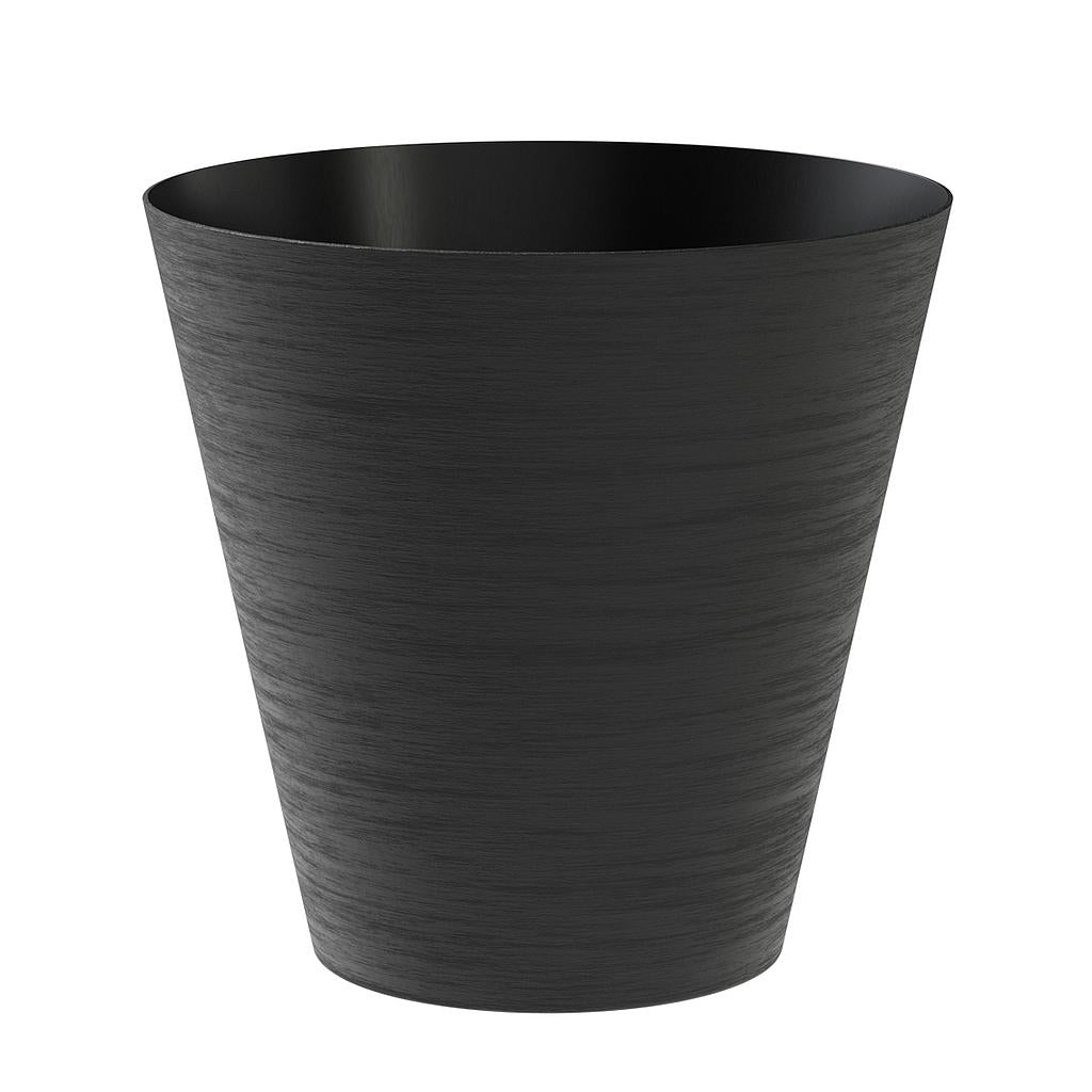 Teraplast Macetero De Plástico Reciclado Hoop Negro 20cm Con Depósito De Agua_0